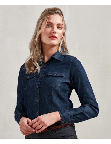 P-PR322-Womens Jeans Stitch Denim Shirt